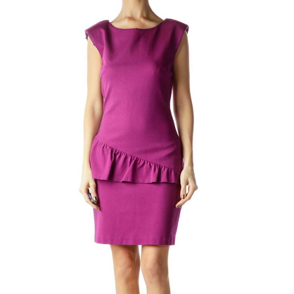 Trina Turk Purple Sleeveless Ruffled Work Dress
